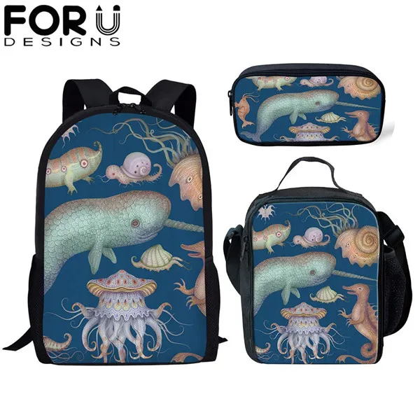 CDFB0162CGK FORUDESIGNS/комплект школьных сумок из 3 предметов для девочек, школьный рюкзак с изображением Кита, рюкзак для мальчиков, Детская сумка для книг типа «сатчел», рюкзак - Цвет: CDFB0162CGK