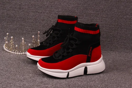 red 8cm Чулочно-носочные изделия Женская Осенняя обувь г., новая обувь для отдыха Baitao женская спортивная площадка на высокой толстой подошве высокая обувь - Цвет: red 8cm