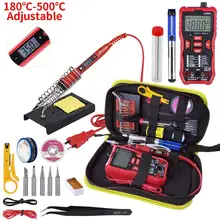 

220V/110V 80W LCD Soldering Iron Kit with Digital Multimeter Adjustable Temperature Welding Tools Ceramic Heater Soldering Tips