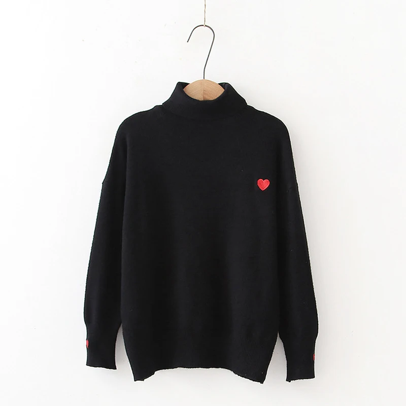 Женский осенне-зимний свитер, однотонный белый, черный, красный, женский свитер с высоким воротом, вязаный пуловер