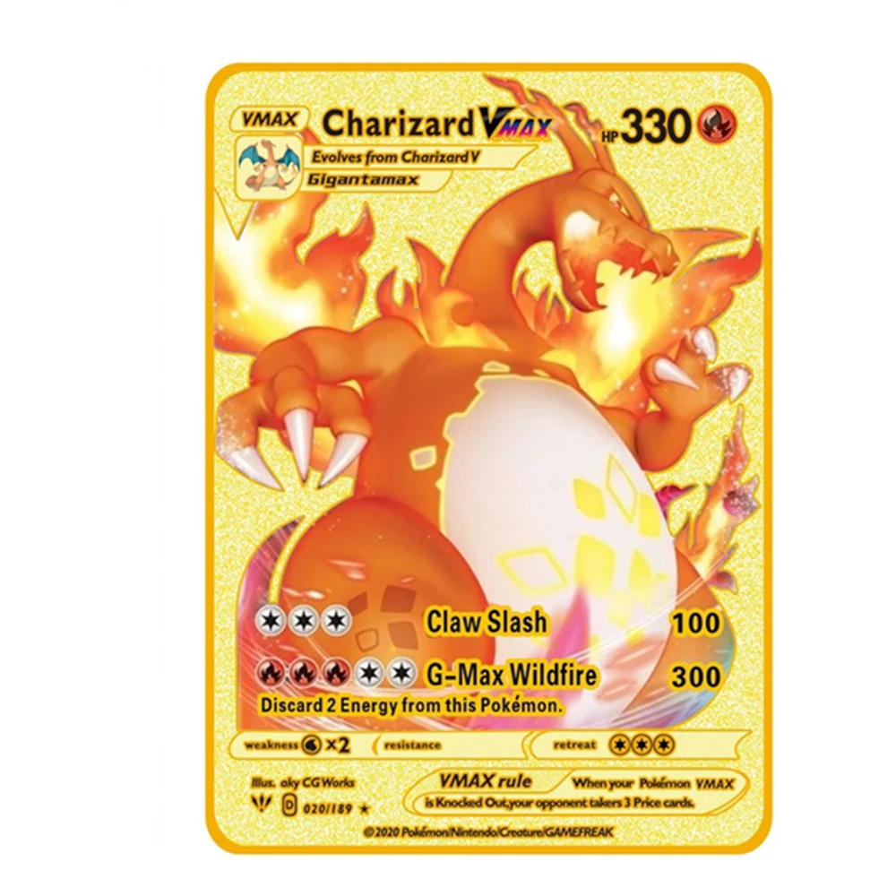 Gold Card Pokemon English Game Collection Charizard Venusaur Mewtwo Shiny Pokemon  Card Set Golden Vmax Gx Trainer Rainbow Skyla - Game Collection Cards -  AliExpress