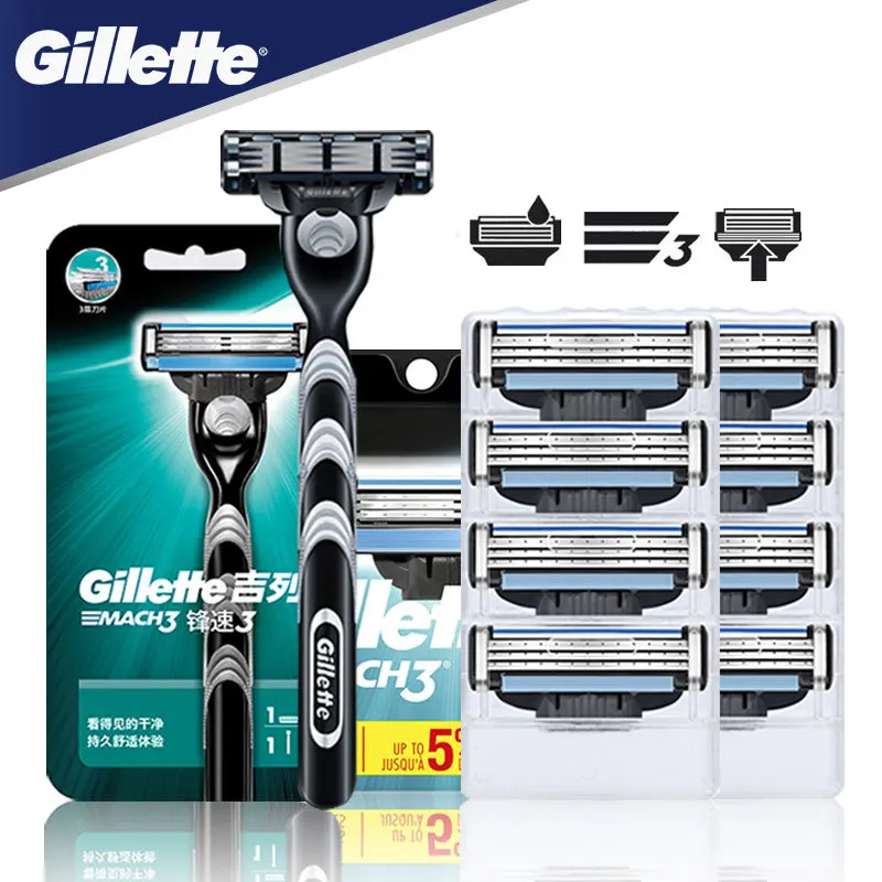 Gillette Mach 3 Straight Safety Razor Shaving Machine Face Shaver Cassettes