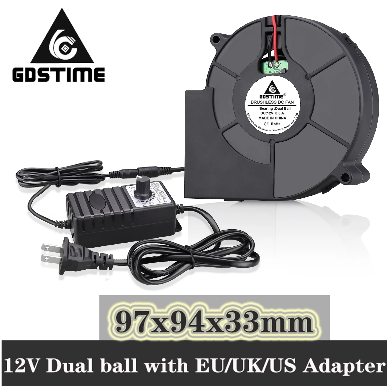 Gdstime 9733 DC 5 5x2 1 мм 12 в 97 97x33 для барбекю большой воздуходувка центробежный