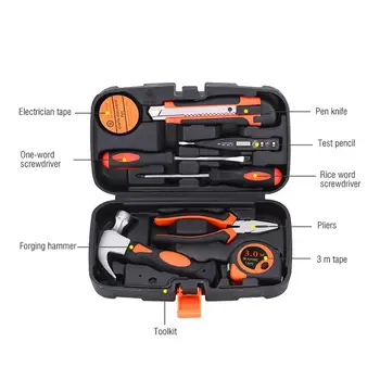 

Manual Toolbox Combination Household Tools 9 Piece Set Household Manual Woodworking Toolbox Hardware Tools Set
