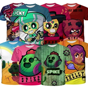 

Brawls Spike Star Clothes Kids 3D Cartoon Game T Shirt Nita Brawls Poco Star Colt Shelly Short Sleeve Top Tee for Child Tshirt