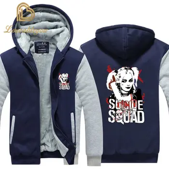 

Suicide Squad Joker Winter Men's Thicken Fleece Hoodies Warm Sweatshirts Sportswear Zipper Hoodie Hooded Outerwear Casual Tops