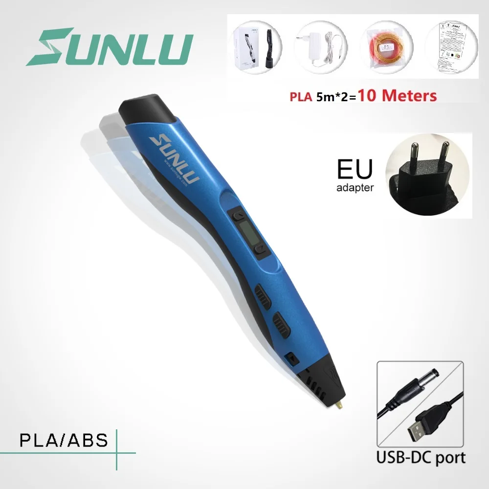 300Blue EU PLA 10M 5 шт., новинка, 3D Ручка, высокое качество, безопасность,, сделай сам, печать ABS, PLA, PCL, USB, нить, креативная игрушка, подарок, дети, взрослые, Сверхлегкий - Цвет: 300Blue EU PLA 10M
