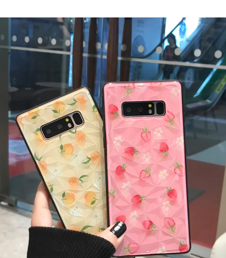3D чехлы с алмазным узором для Samsung Note 8 9 S10E мультфильм Клубника Лимон чехол для телефона Samsung Galaxy S8 S9 S10 Plus