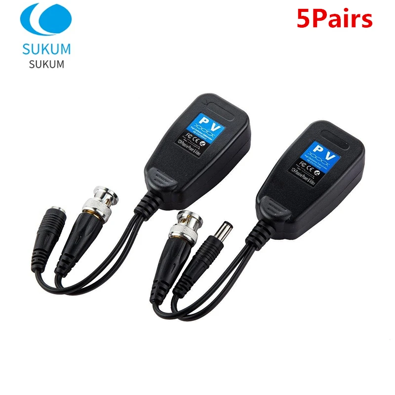 

5Pairs 1CH Passive Balun BNC to RJ45 CCTV Video Balun CCTV Coax BNC Video Power Balun Transceiver to RJ45 Connector