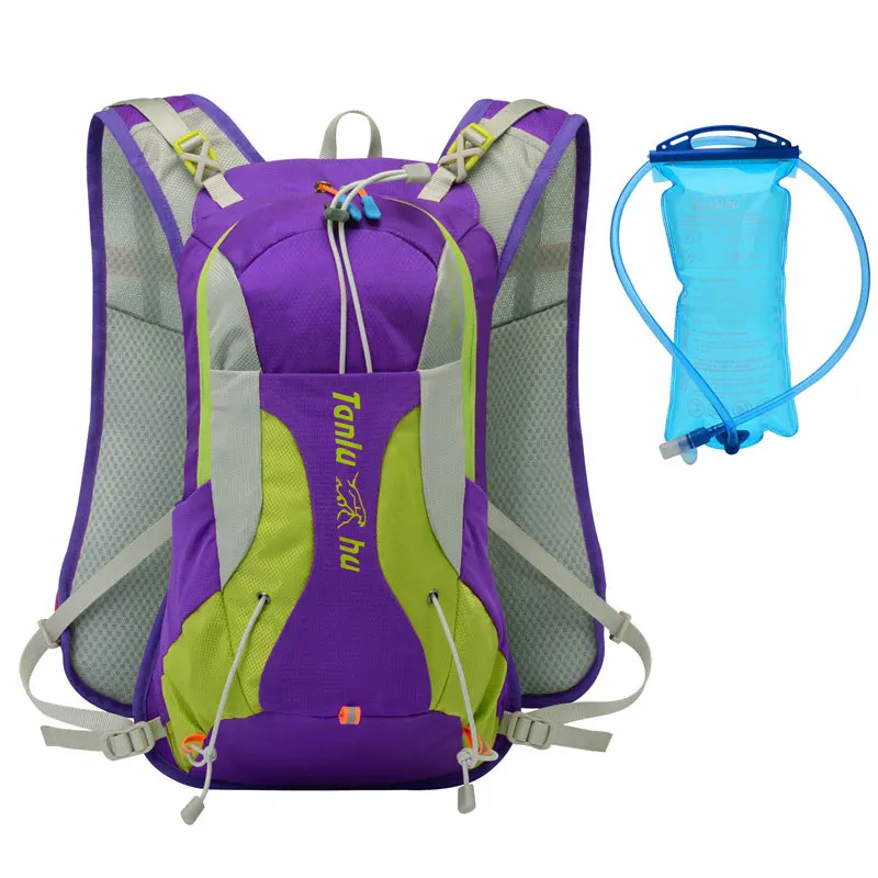 Purple add 2L Рюкзак для велоспорта, сумка для бега, гидратационная упаковка, 15л, спортивные сумки, многофункциональные водонепроницаемые бутылки для воды, карманные, походные, унисекс - Цвет: Purple add 2L
