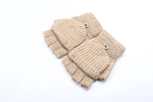 Горячая Распродажа 1 пара модные детские мужские и женские зимние сохраняющие тепло милые вязаные откидные рукавицы без пальцев перчатки-80 - Цвет: 7