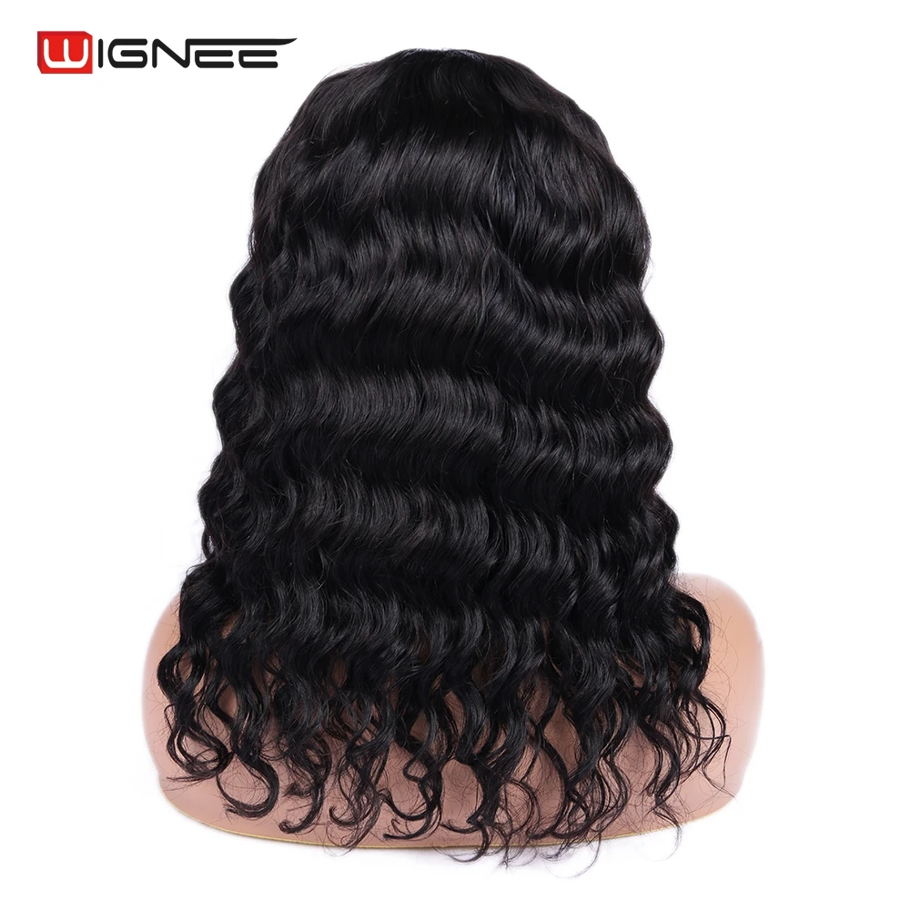 Wignee 4x4, парики из натуральных волос на шнурках для женщин, натуральные черные волосы, плотность 150%, бесклеевые парики из натуральных волос