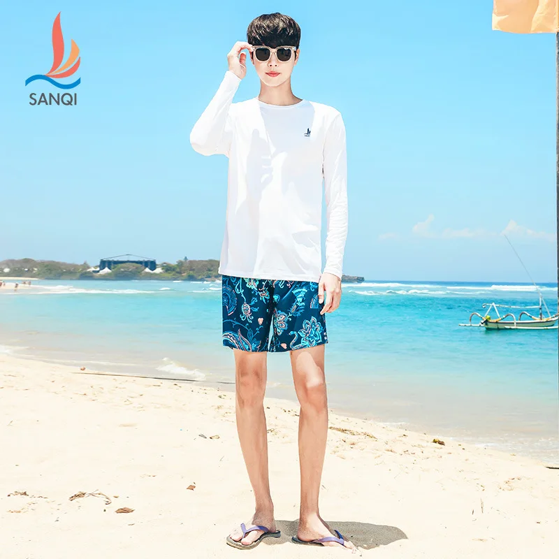 

Factory Direct Sanqi Men's Swimming Trunks Boxer Loose Bubble Hot Spring Short Fashion Models Beach Shorts