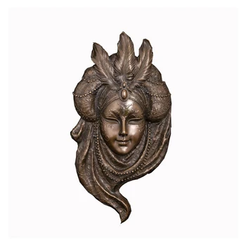 

ArtsHom DS-437 Abstract Relief Figurine Pea cock Mask Wall Bronze Sculpture Statue Library Wall Art Decor Metal Crafts