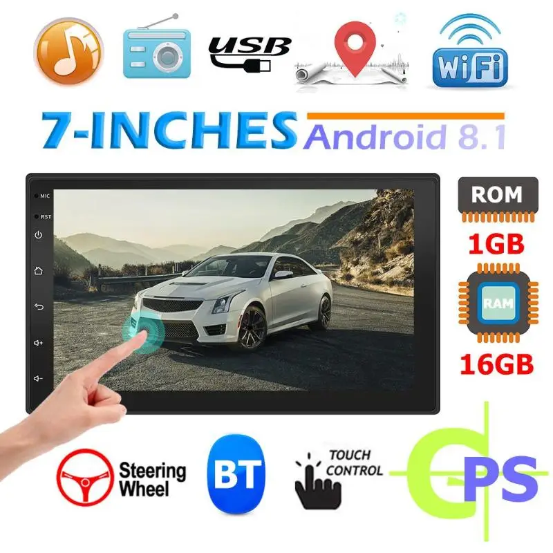 Android 8,1 2 Din автомобильный стерео MP5 плеер fm-радио автомобильный аудио gps Nav WiFi BT USB радио с скоростным дисплеем нет/с камерой заднего вида