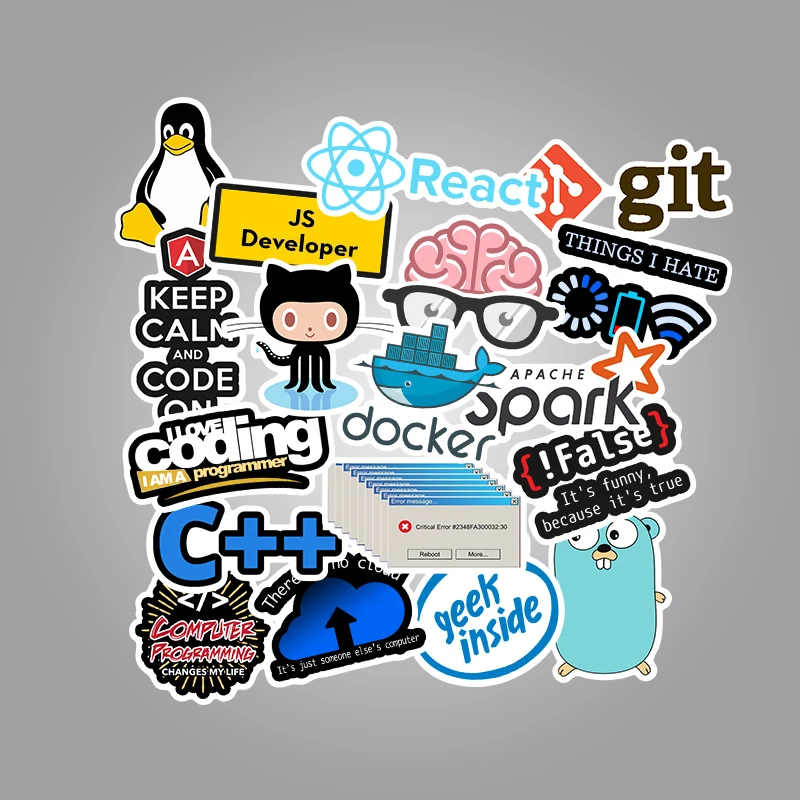 50 шт./упак. интернет Java стикер Программист-фанат php-docker Html Биткойн облако C++ язык программирования для ноутбуков игрушки стикер s