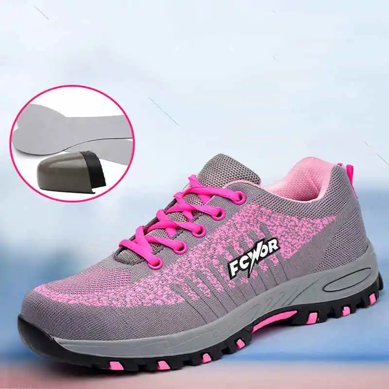

Women Steel Toe Safety Shoes Proof Work Boots Breathable Sneakers Comfortable Anti-smashing Anti-piercing Industrial Shoes Woman