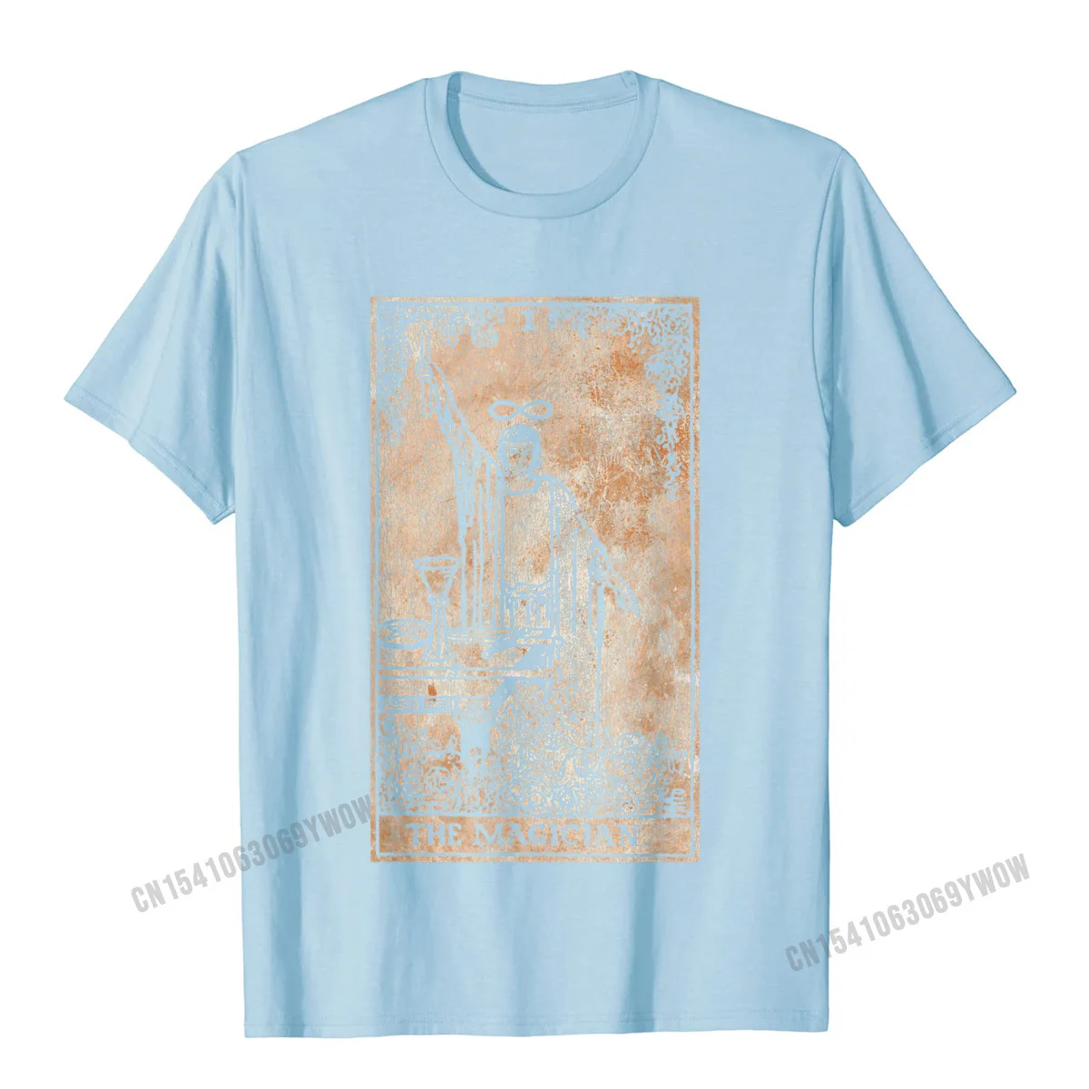 100% Cotton Fabric Men Short Sleeve comfortable T Shirt Geek Tops Tees 2021 Newest Casual Round Neck Tops & Tees The Magician Tarot Card Vintage Distressed Occult Magic T-Shirt__1069 light