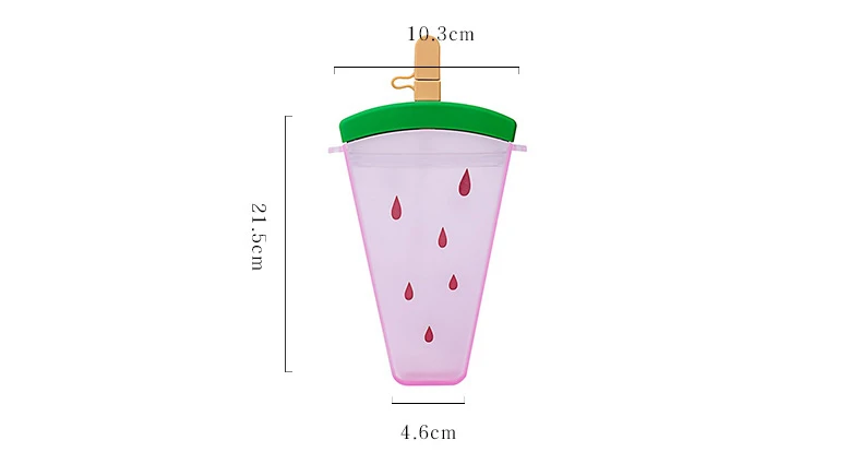350ml Creative Fruit Ice Cream Plastic Straw Cup with Lid Personality Cup Outdoor Sports Portable Cup with Strap Water Bottle