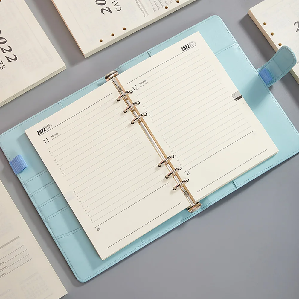 2022 A5 Loose Leaf Notebook Refill Spiral Binder Inner Page Weekly Monthly To Do Line Inside Paper Stationery 170 Sheets