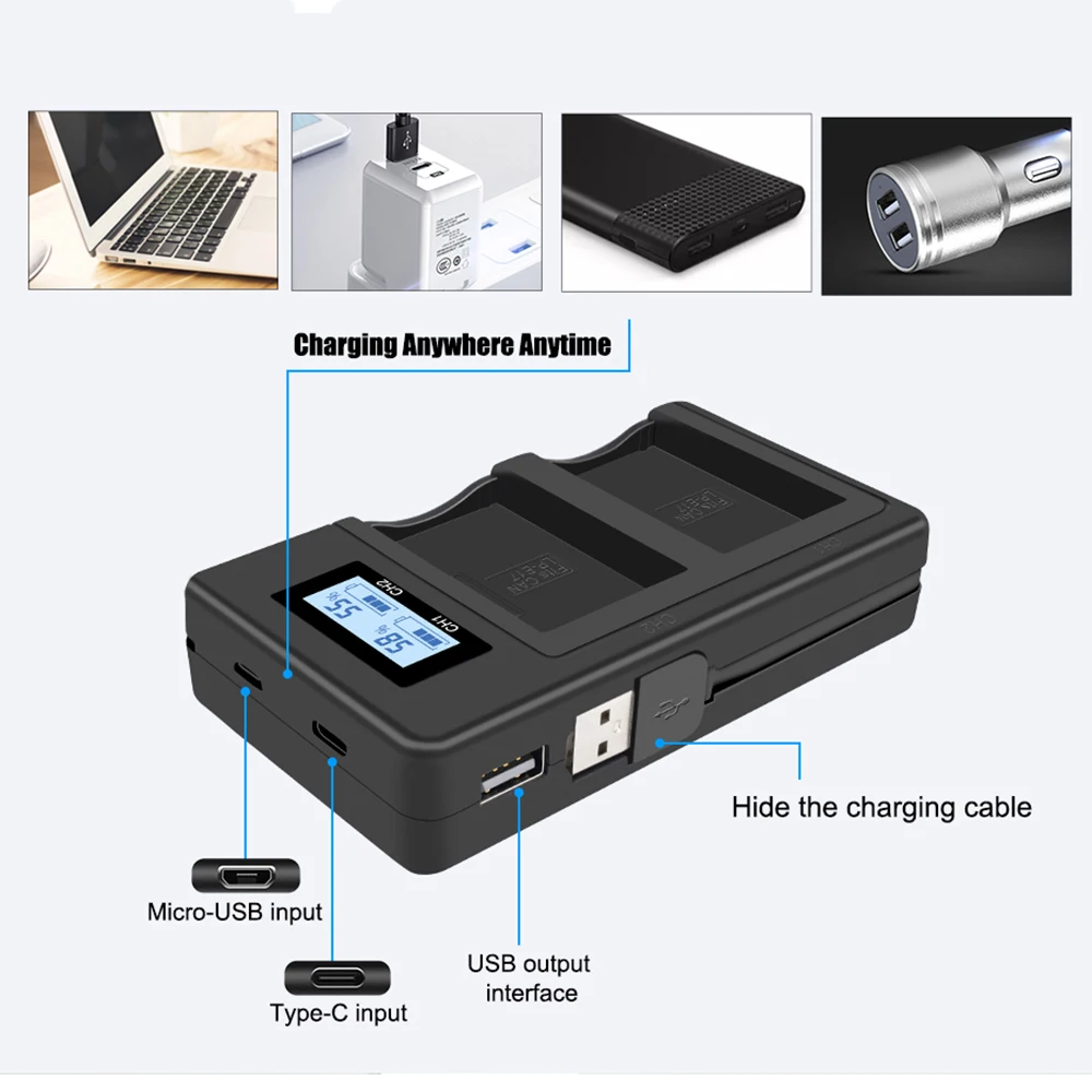 PALO 2pcs LP-E17 LPE17 camera battery+LP E17 Battery Charger LCD For Canon EOS 750D 200D 760D T6i T6S M3 M5 X8i 8000D KISS X8i