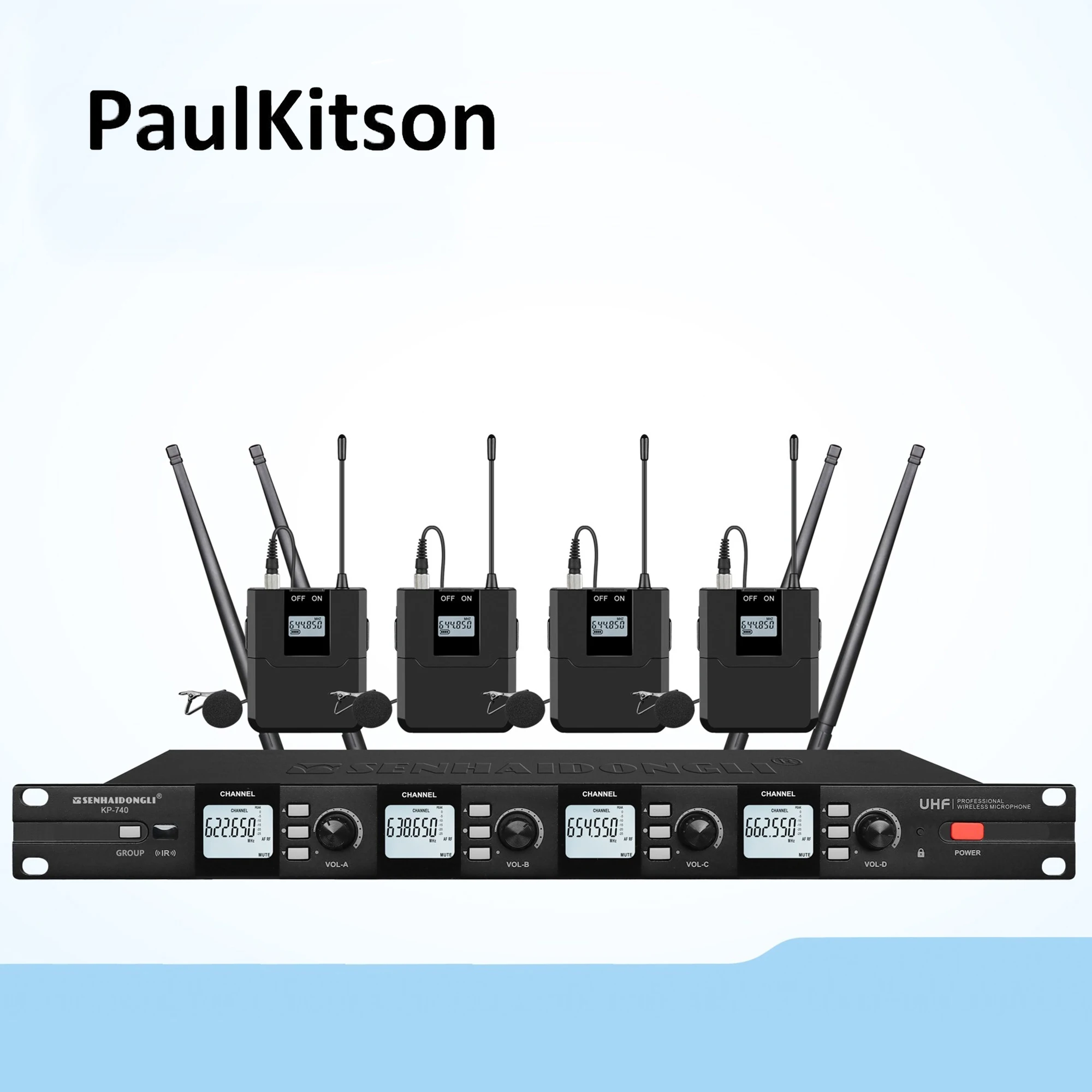 Paulkitson KP740 UHF Professional Digital Microphone 4 Channel Wireless Conference Mic Gooseneck Microphone for Meeting