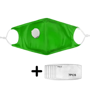 

Daily Mouth Mask with Fashion Green Print Solid Color Design Protection Masks for Kids Teenager Dust Facial with Breathing Valve