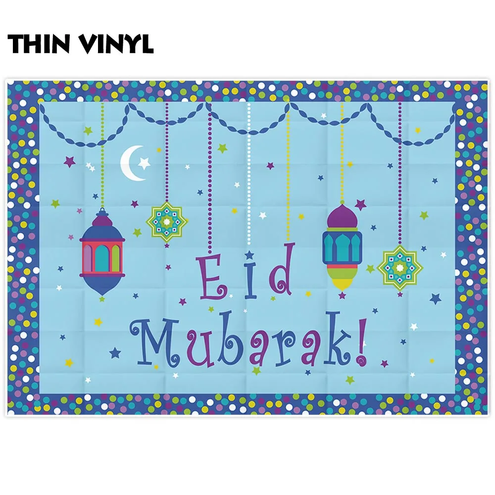 Allenjoy Eid Mubarak вечерние фотофоны фонари луна звезды точка цветы красочные Diwali фон ткань год события