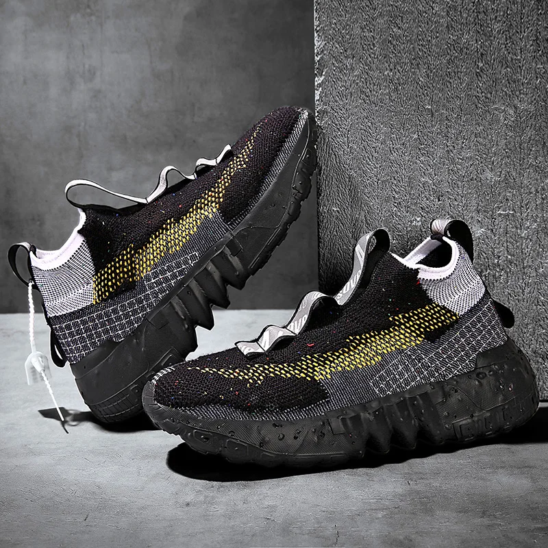 Casual Shoes Men Light Mesh Sock Sneakers Reflective High Top Trainers Big Size 39-46 Custom Logo Packing for Drop Shipping |