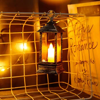 

Hanging Lantern Flame Lamp Decor Light Vintage Party Castle Halloween Pumpkin Halloween Night Light Home Room Decor Colorful LED