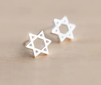 

Wholesale Real. 925 Sterling Silver Open David of Star earrings Stud 8MM Protective Sterling Silver Jewelry GTLE442