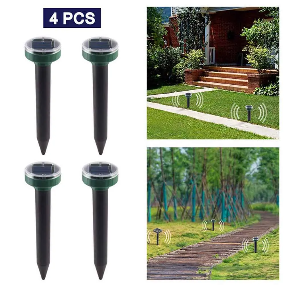 Solar impermeable repelente ultrasónico para ratones de la protección del medio ambiente seguro y eficaz al aire libre herramientas de control de plagas 4 Uds