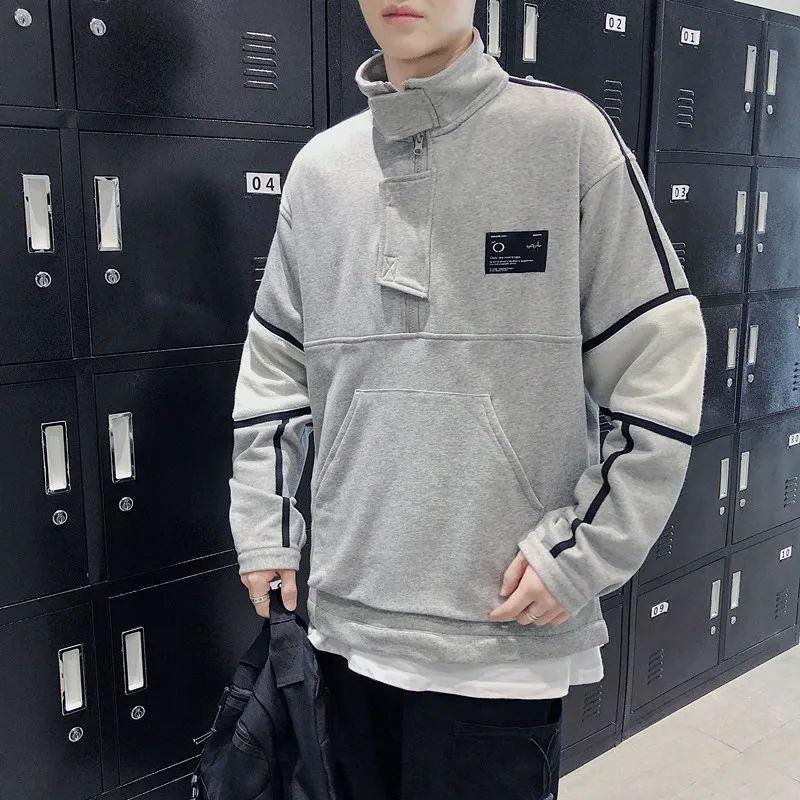 

UYUK Autumn And Winter New Zipper Decorative Collar Head Fashion Comfortable Trend Youth Men's Hoodies Streetwear