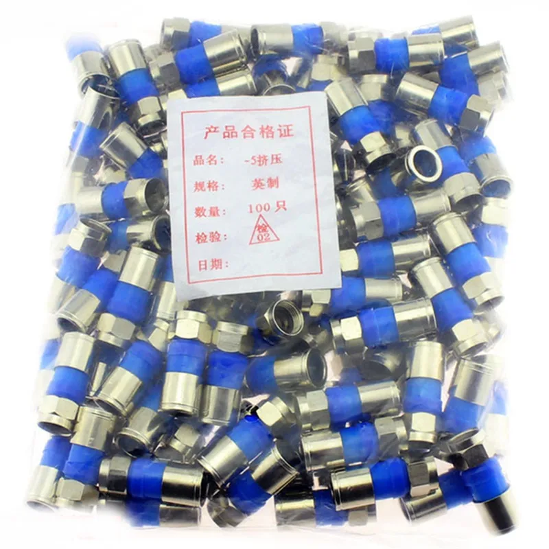 

100PCS Blue black Universal Waterproof 75-5 RG6 British Standard F male Snap Seal Outdoor Coax Compression F Connector