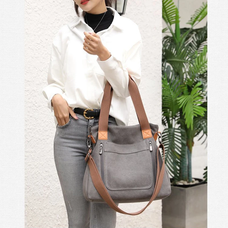 New Fashion Canvas Shoulder Bag Women Large Capacity Messenger Bags For
