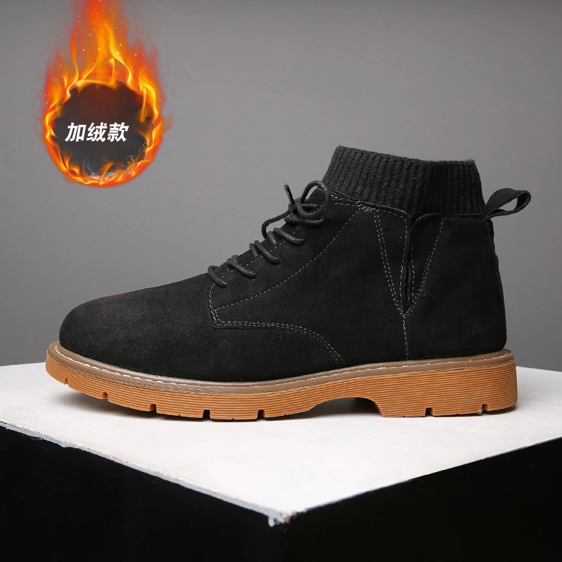 Luxury Brand Men Boots Winter With Fur Warm Snow Boots Men Ankle Boots Safety Shoes Men Footwear Fashion Botas Hombre - Цвет: Черный