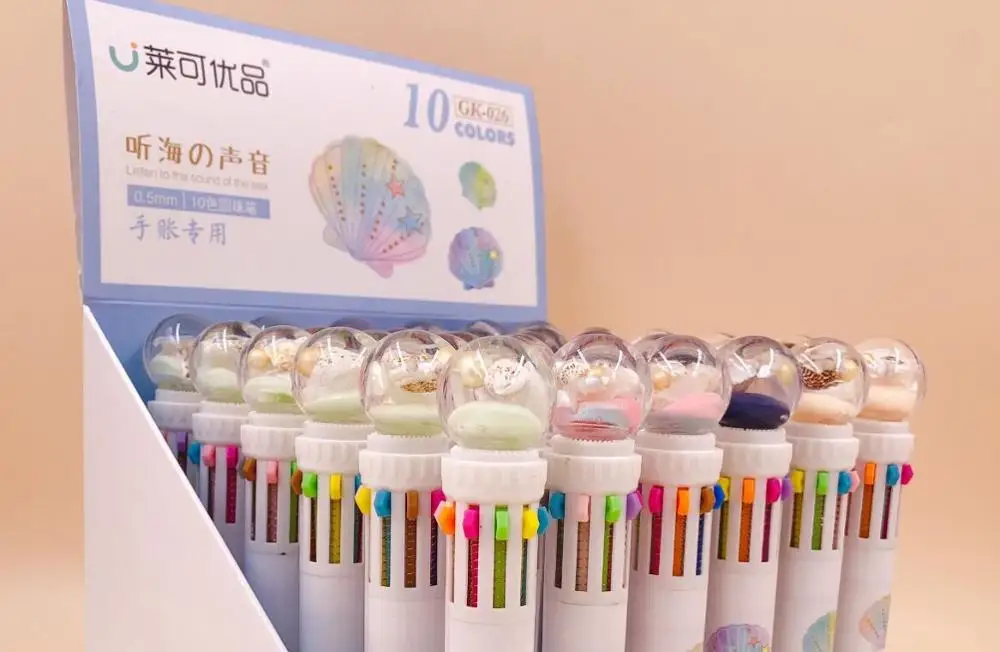 korea creative Conch 10 color press ballpoint pen cartoon stationery prize kawaii school gift pen office writing pen 36pc/lot