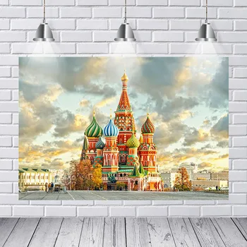 

Photography Backdrops Vintage Moscow Russia Red Square View St Basils Cathedral Custom Photo Studio Background Backdrop Vinyl