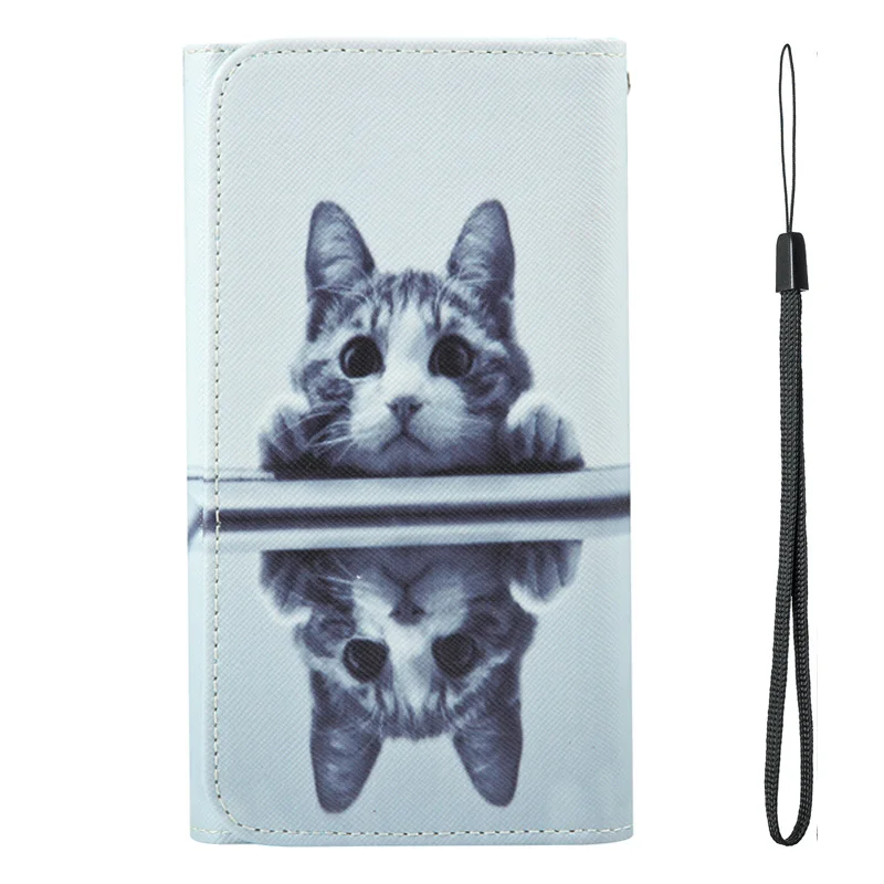 For Highscreen Expanse Power Five Max 2 Haier Alpha A3 Lite A6 Painted Wallet Style With Card Slot Cover Bag Phone Case - Цвет: Black Cat