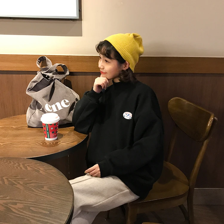 Женские кофты японский Harajuku Ulzzang Повседневная винтажная Ins Толстовка с вышивкой Женская Корейская кавайная одежда для женщин
