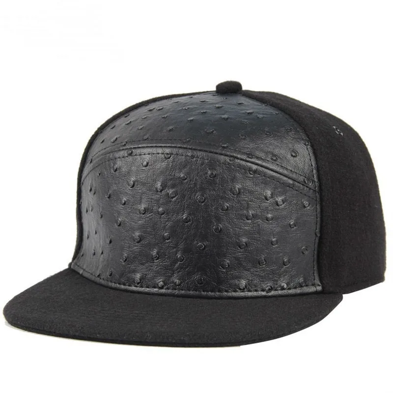 5 панелей хип-хоп шляпы Зимние шерстяные фетровые кожаные Patched мужская бейсбольная Кепка плоская кепка Snapback s