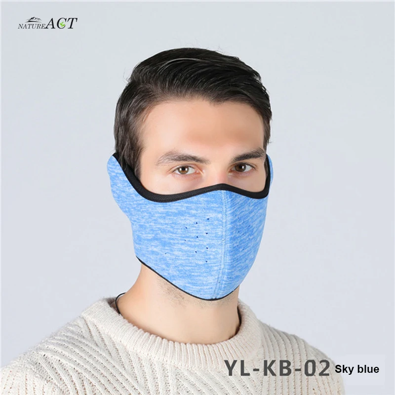 Синий Men Women Multi-function Half Face Mask Winter Outdoor Ski Earmuffs Sports Bicycle Riding Ski Warm Riding Mask Headgear - Цвет: Синий