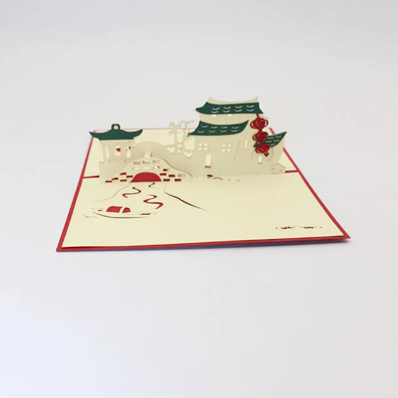 Резной 3D домик бумажная резка DIY ручной работы поздравительная открытка креативный Южно-китайский пейзаж поздравительная открытка