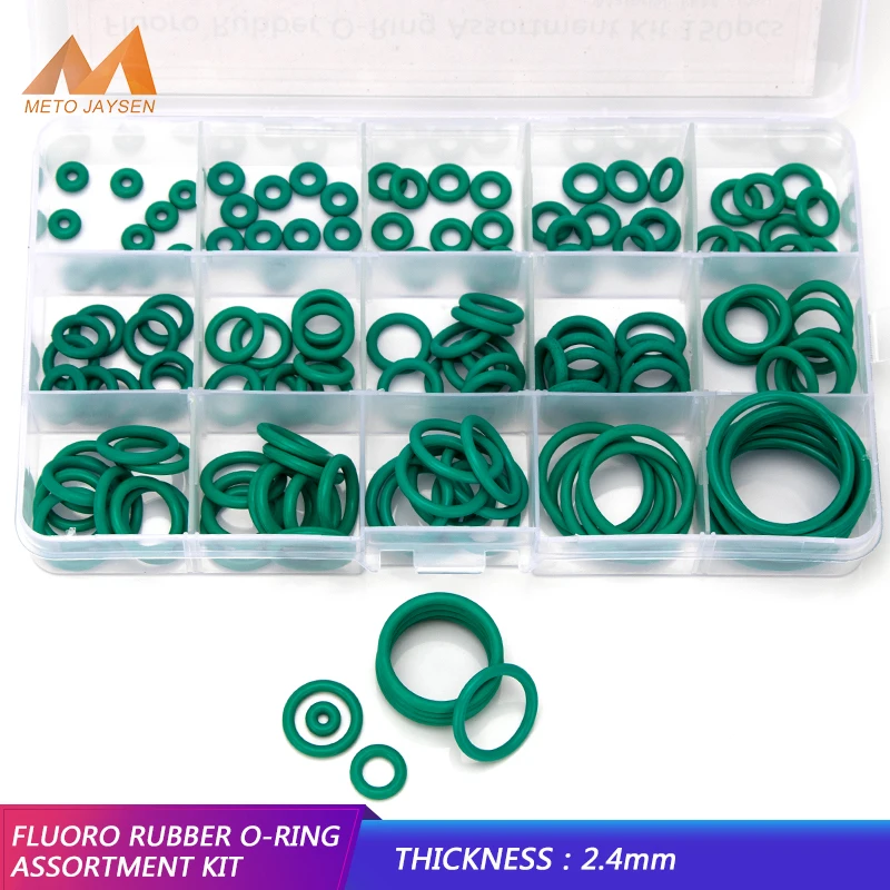 Sealing O-rings Fluorine Rubber FKM OD 6mm-35mm CS 1mm 1.5mm 1.9mm 2.4mm 3.1mm Gasket Replacements Kits 15 Sizes 150PCS FQ031 | Спорт и