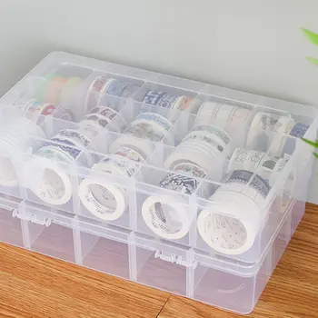 

15 Grids Desktop Tape Storage Box Mini Paper Sticker Tape Box Transparent Plastic Case Crafts Organizer Art Supplies