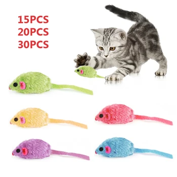 

Dozzlor 15PCS/20PCS/30PCS Cat Toys Mouse-shaped Funny Mice Kitten Playing Toy 5 Colors