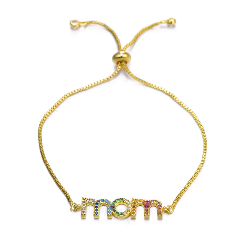 Gold Bracelet Juya Micro Pave Циркон мама имя буквы кулон ожерелье для дочери мамы год рождественский подарок Индивидуальные ювелирные изделия - Окраска металла: Gold Bracelet