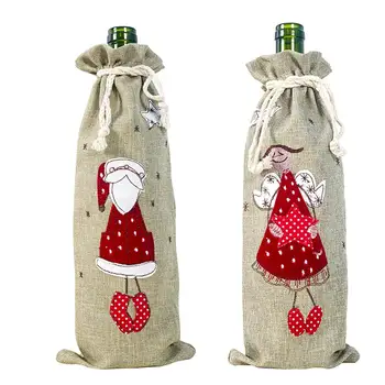 

New Christmas Wine Bottle Sweater Snowman Dolls Champagne Wine Bottle Cover For Christmas Party Dinning-table Bottle Decorations