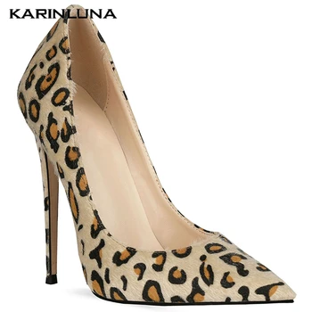 

KarinLuna 2020 Brand Design Plus Size 45 Women Pumps Thin Heel Pointed Toe Platform Animal Prints Summer Party Woman Shoes