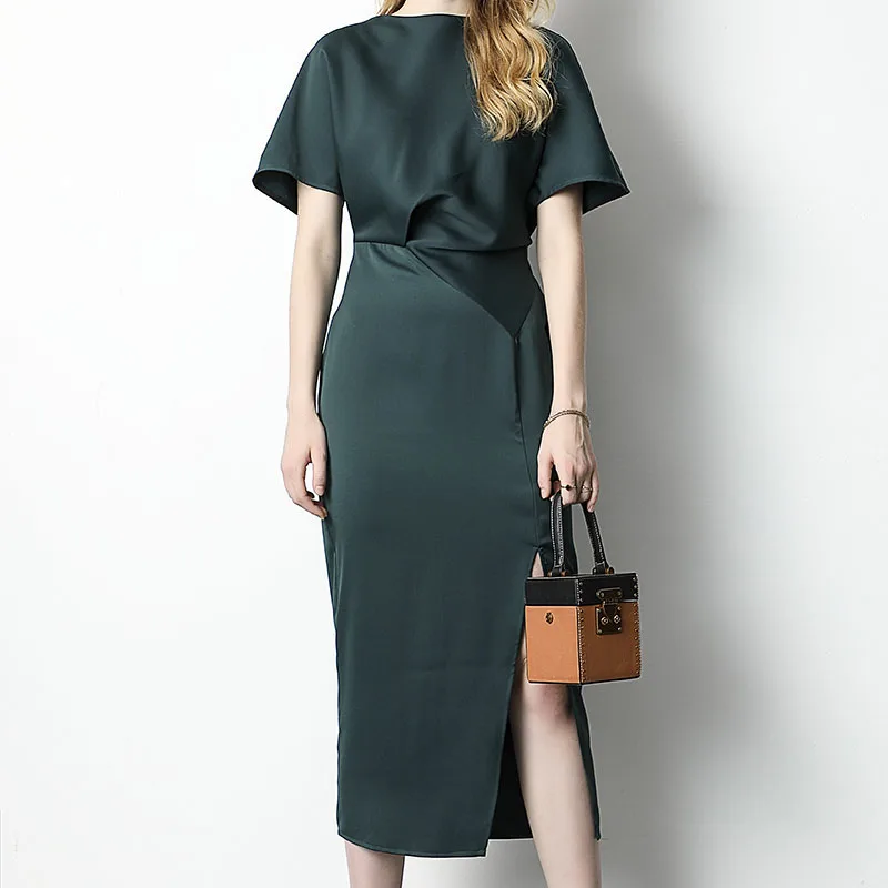 Атласная рукав летучая мышь галстук-бабочка с поясом Тонкий темперамент